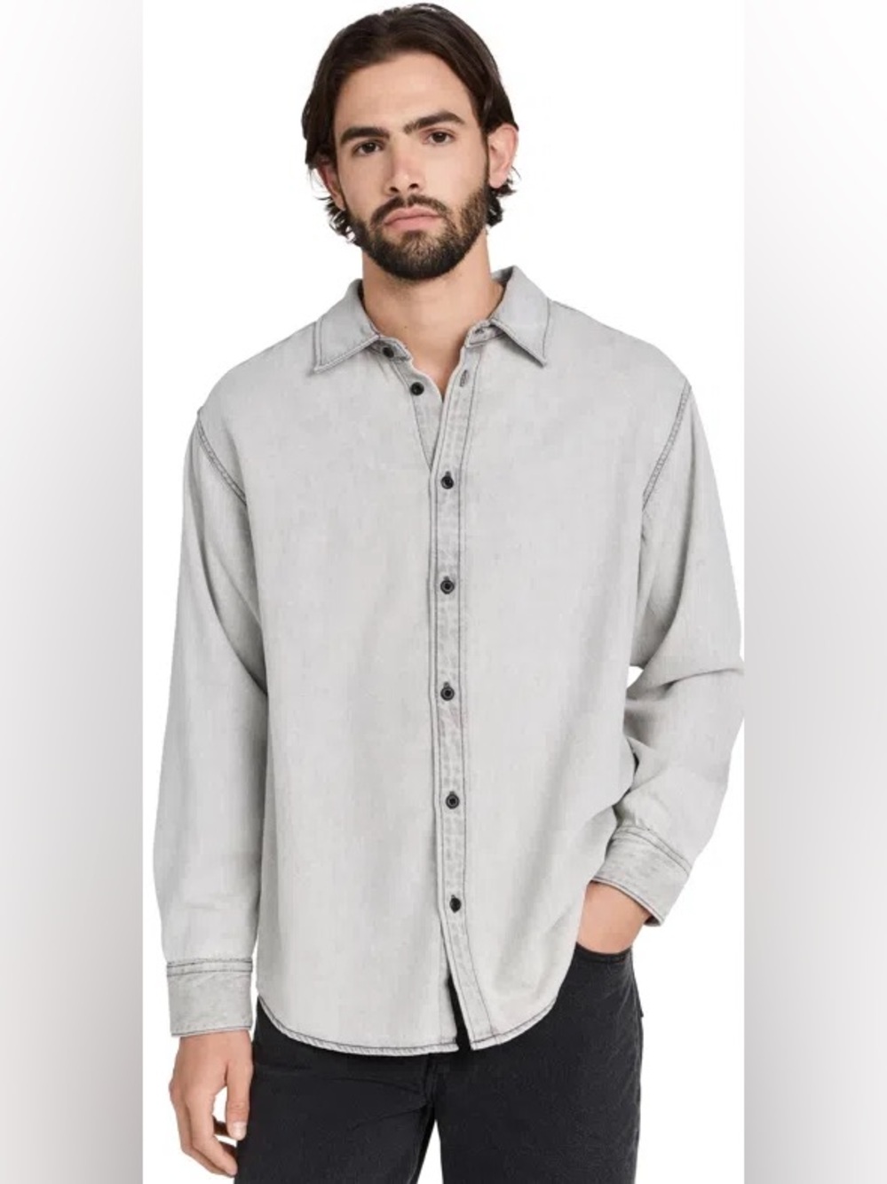rag & bone Matthew Casual Button-Down Shirt in Smoke